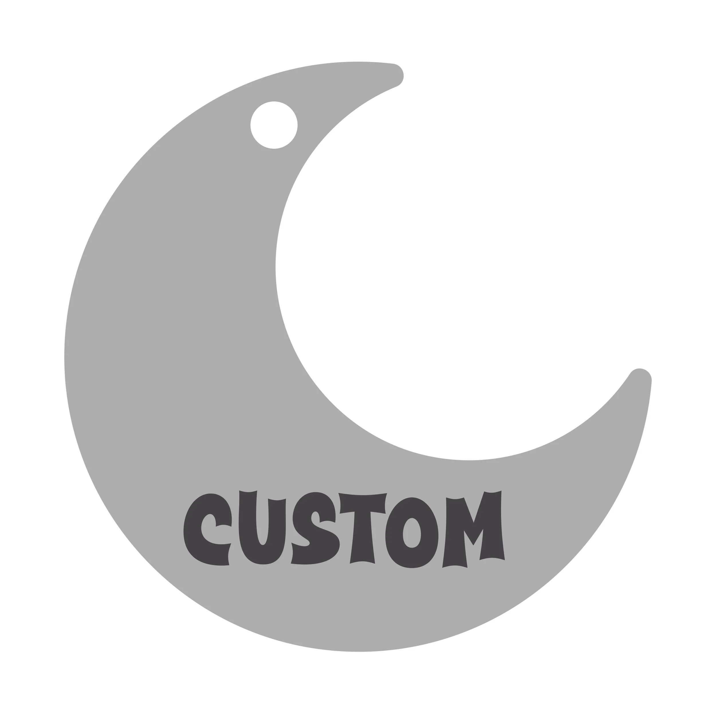Crescent Moon Cut-Out Pet ID Tag | Brass or Aluminum — Metal Mementos